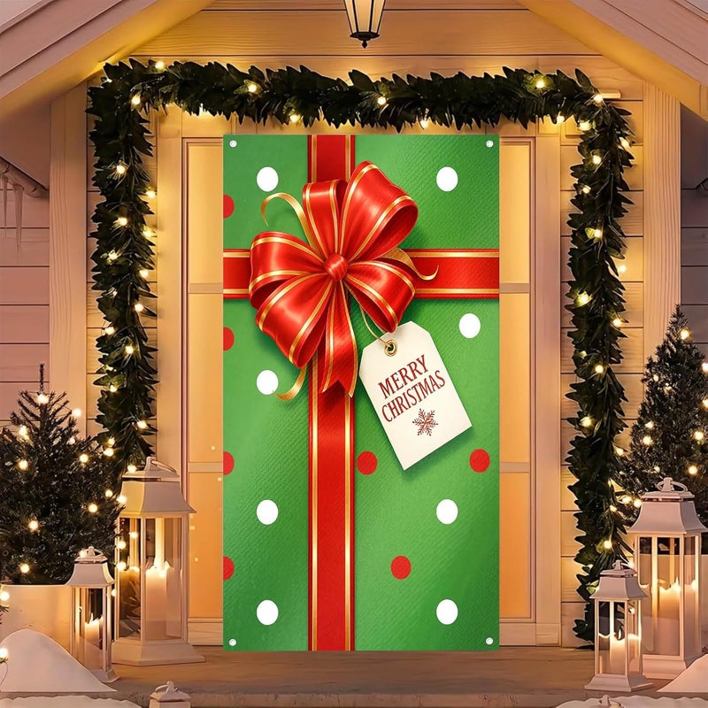 BlissYard Merry Christmas Door Cover 35x71 Inch Front Porch Door Banners Decoration Winter for Sign Background Party Indoor Decor - Image 3